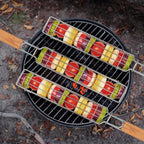 Set of 2 BBQ Vegetable Grill Baskets – Long Stainless Steel Side-Opening Design