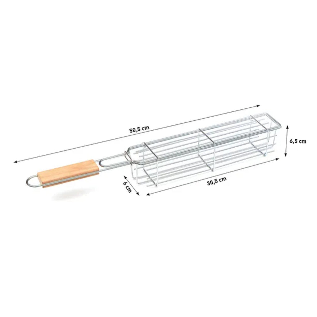 Set of 2 BBQ Vegetable Grill Baskets – Long Stainless Steel Side-Opening Design