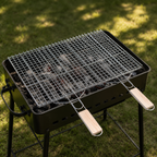 Extra-Large Foldable BBQ Basket – Stainless Steel Mesh with Dual Wooden Handles (46 × 56 cm)