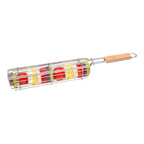 Stainless Steel Vegetable Grill Cage – Long Side-Opening BBQ Basket with Handle