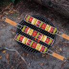 Set of 2 BBQ Vegetable Grill Baskets – Long Stainless Steel Side-Opening Design