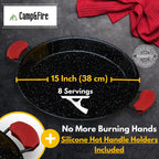 Enamelled Paella Pan. Non-Stick Carbon Steel with Silicone Handles.