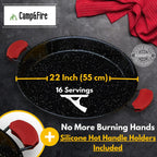 Enamelled Paella Pan. Non-Stick Carbon Steel with Silicone Handles.