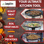 Paella Cooking Set. 20 Servings (60cm, 24") Paella Pan & Gas Burner & Tripod Stand Full Kit.