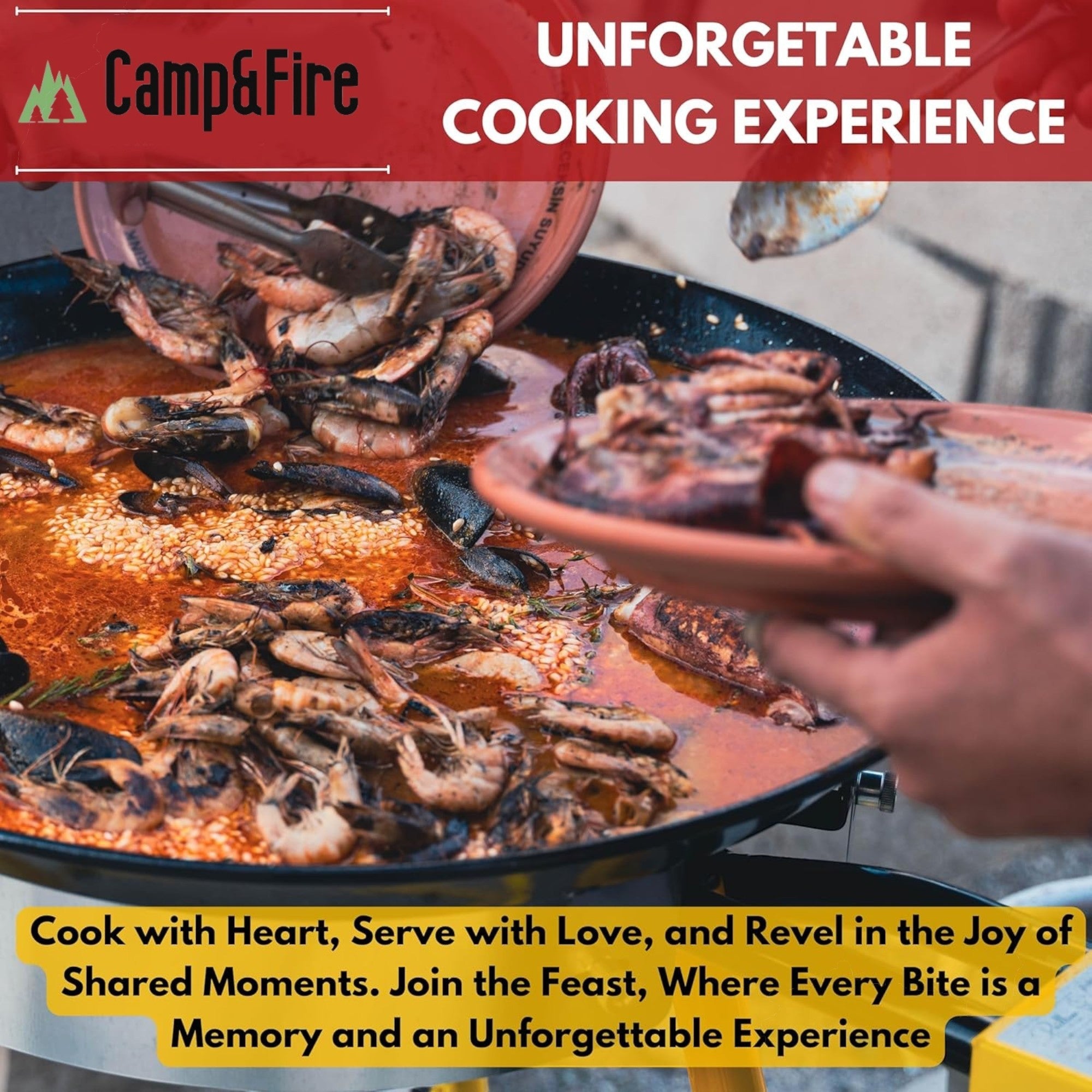 Paella Cooking Set. 12 Servings (46cm, 18") Paella Pan & Gas Burner & Tripod Stand Full Kit.