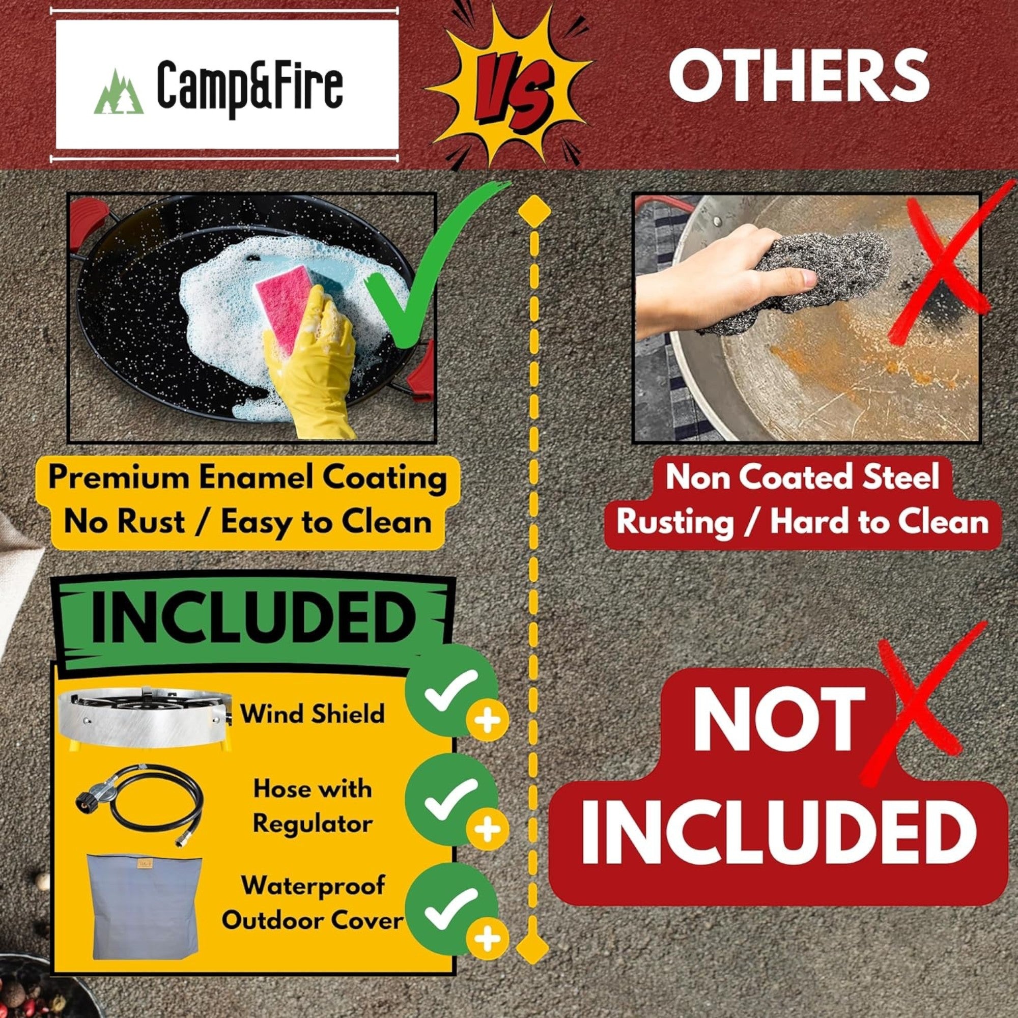 Paella Cooking Set. 20 Servings (60cm, 24") Paella Pan & Gas Burner & Tripod Stand Full Kit.