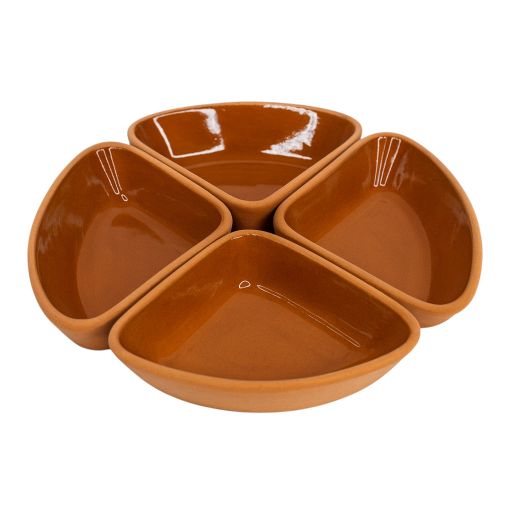 Set of 4 Terracotta Clover Serving Bowls 190ml – Rustic Tapas & Meze Ramekins