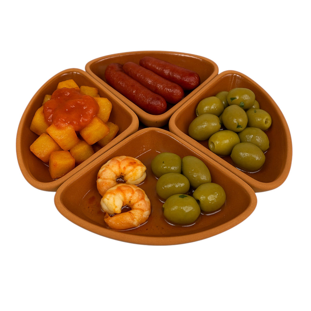Set of 4 Terracotta Clover Serving Bowls 190ml – Rustic Tapas & Meze Ramekins