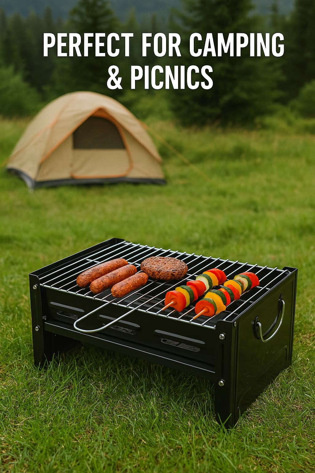 Portable Charcoal BBQ Grill Set – Compact & Complete Outdoor Cooking Kit