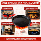 Enamelled Paella Pan. Non-Stick Carbon Steel with Silicone Handles.