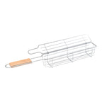 Stainless Steel Vegetable Grill Cage – Long Side-Opening BBQ Basket with Handle