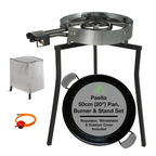 Paella Cooking Set. 14 Serving (50cm,20") – Paella Pan, Gas Burner & Tripod Stand – Full Outdoor Cooking Kit