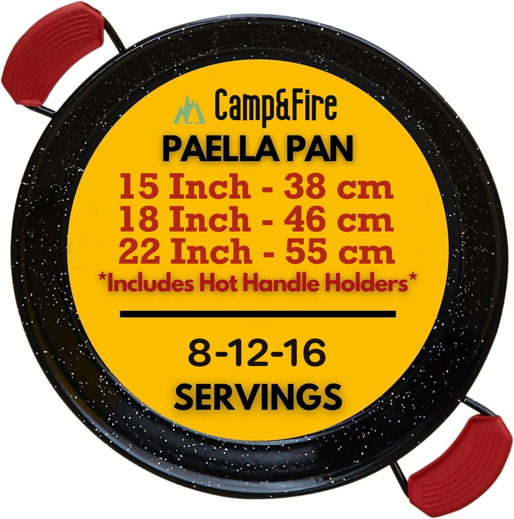 Enamelled Paella Pan. Non-Stick Carbon Steel with Silicone Handles.