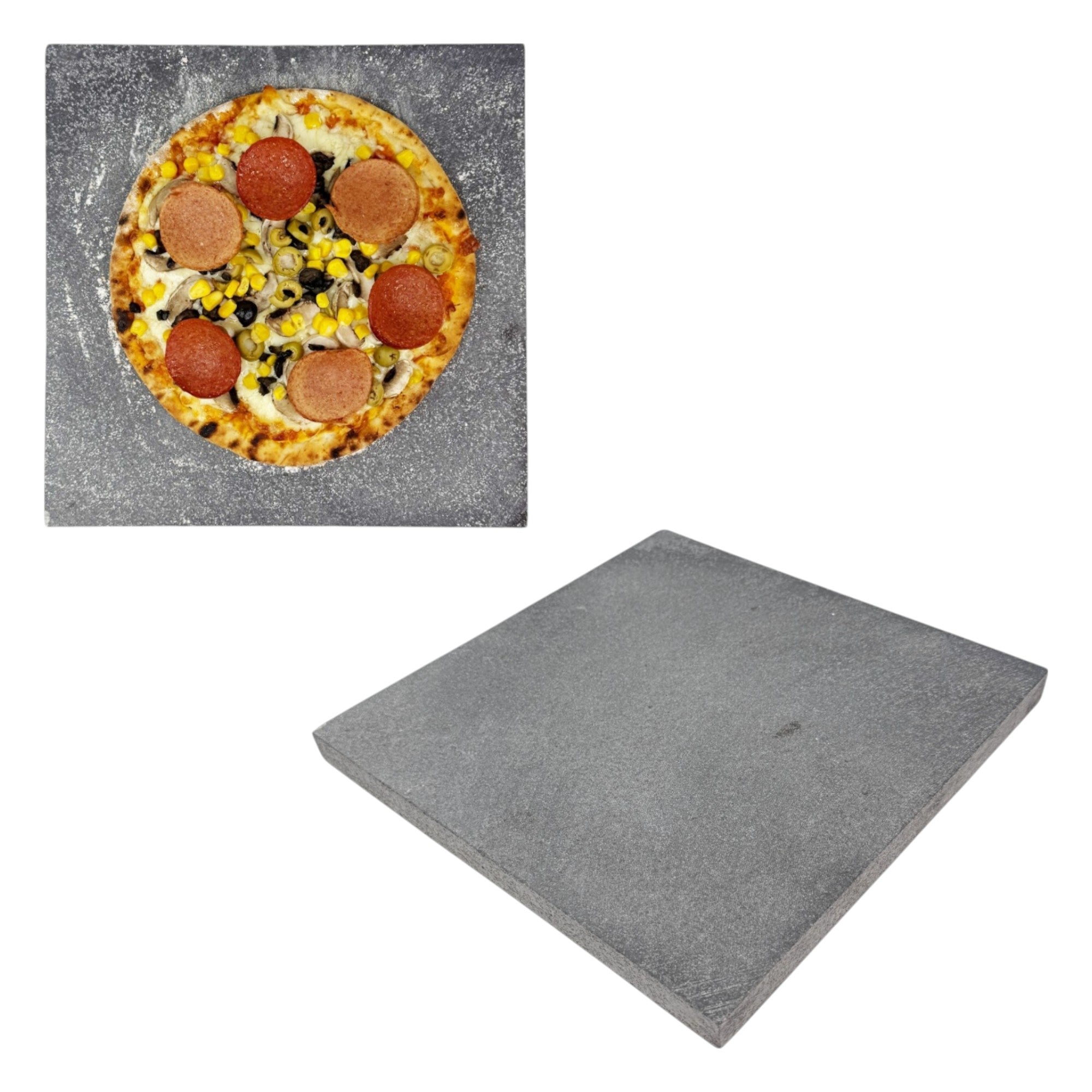 Pizza Baking Stone - Square. Multi-Purpose Lava Stone for Oven & BBQ. Serving Stone.
