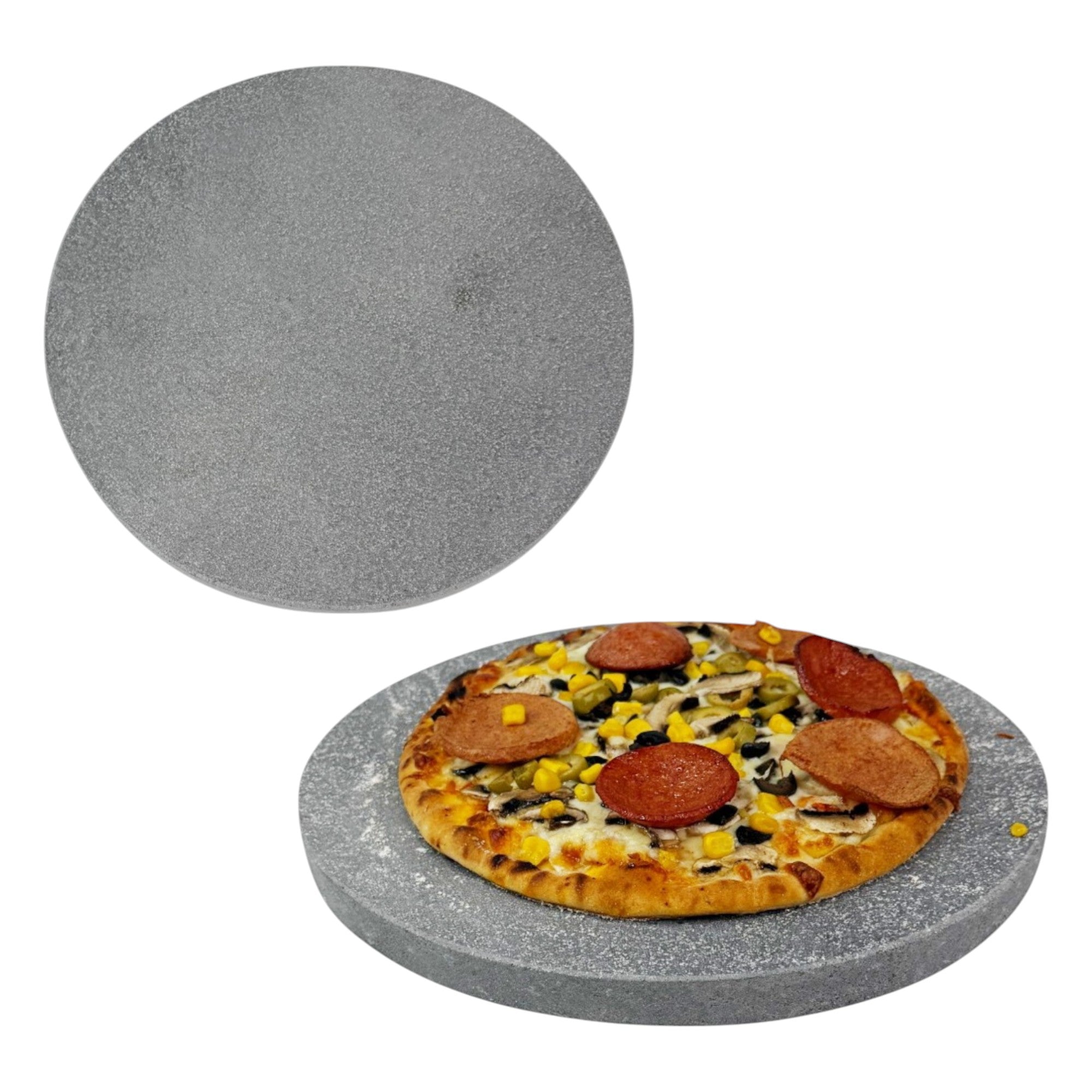 Pizza Baking Stone - Round. Multi-Purpose Lava Stone for Oven & BBQ. Serving Stone.