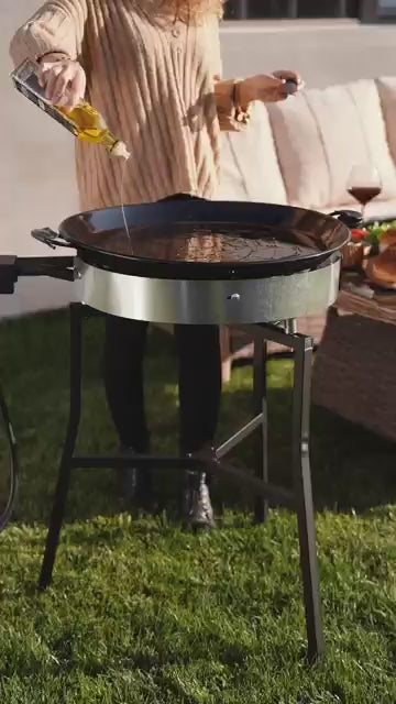 Paella Cooking Set. 14 Serving (50cm,20") – Paella Pan, Gas Burner & Tripod Stand – Full Outdoor Cooking Kit