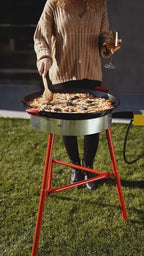 Paella Cooking Set. 16 Servings (55cm, 22") Paella Pan & Gas Burner & Tripod Stand Full Kit.