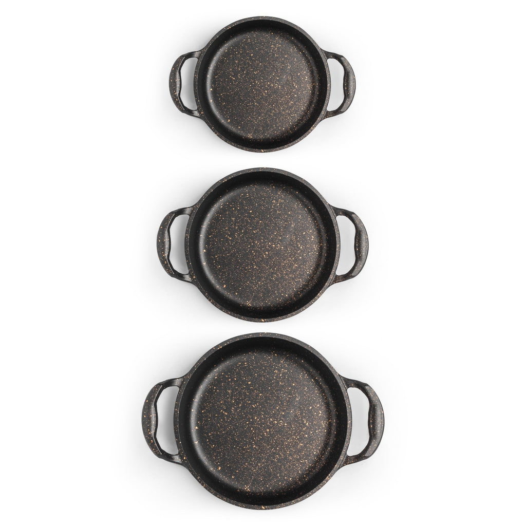 3-Piece Granite Non-Stick Frying Pan Set | Induction, Oven & Dishwasher Safe Cookware