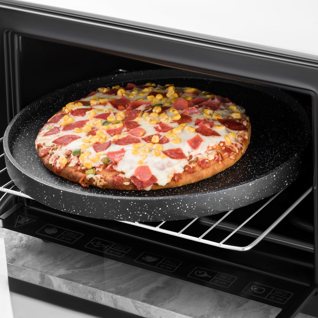 35cm Double-Sided Granite Griddle Pan | Non-Stick, Oven-Safe Grill Plate with Detachable Handle