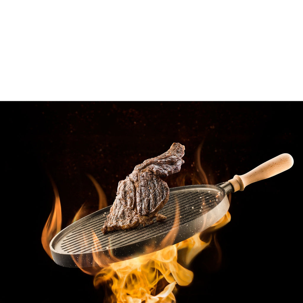 35cm Double-Sided Granite Griddle Pan | Non-Stick, Oven-Safe Grill Plate with Detachable Handle